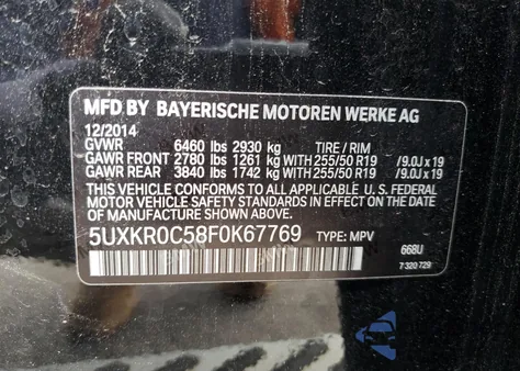 2015 BMW X5 xDrive35I z USA, uszkodzony, nr VIN 5UXKR0C58F0K67769